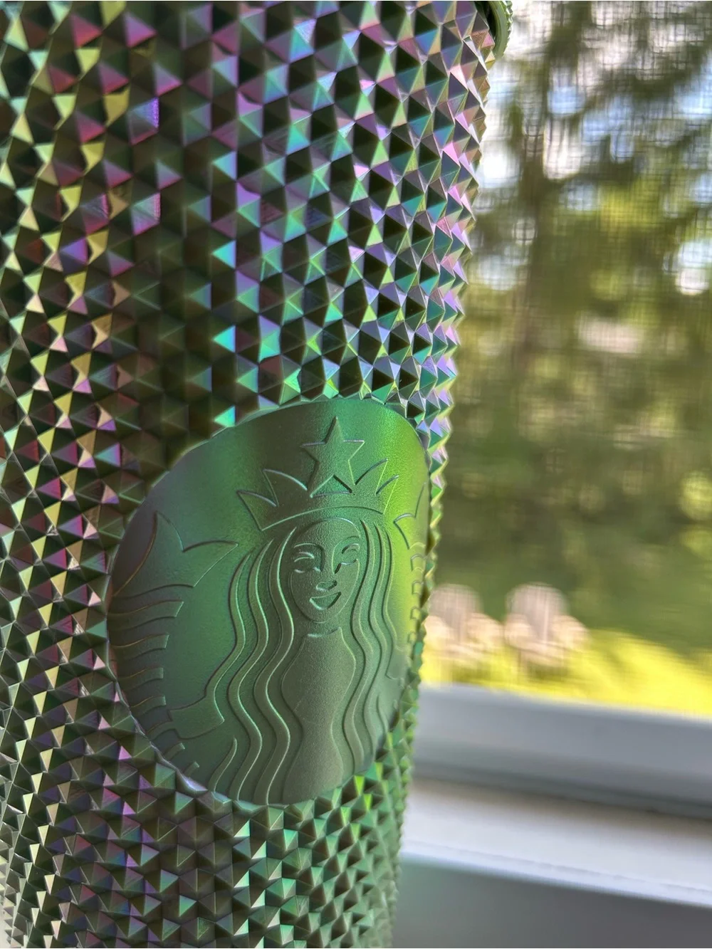 STARBUCKS ✨Rare✨ Green Iridescent Studded Tumbler